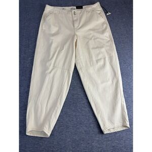 AVA & VIV Pants Womens 17 White High-Rise Trouser No-Gap Waistband Chino Twill
